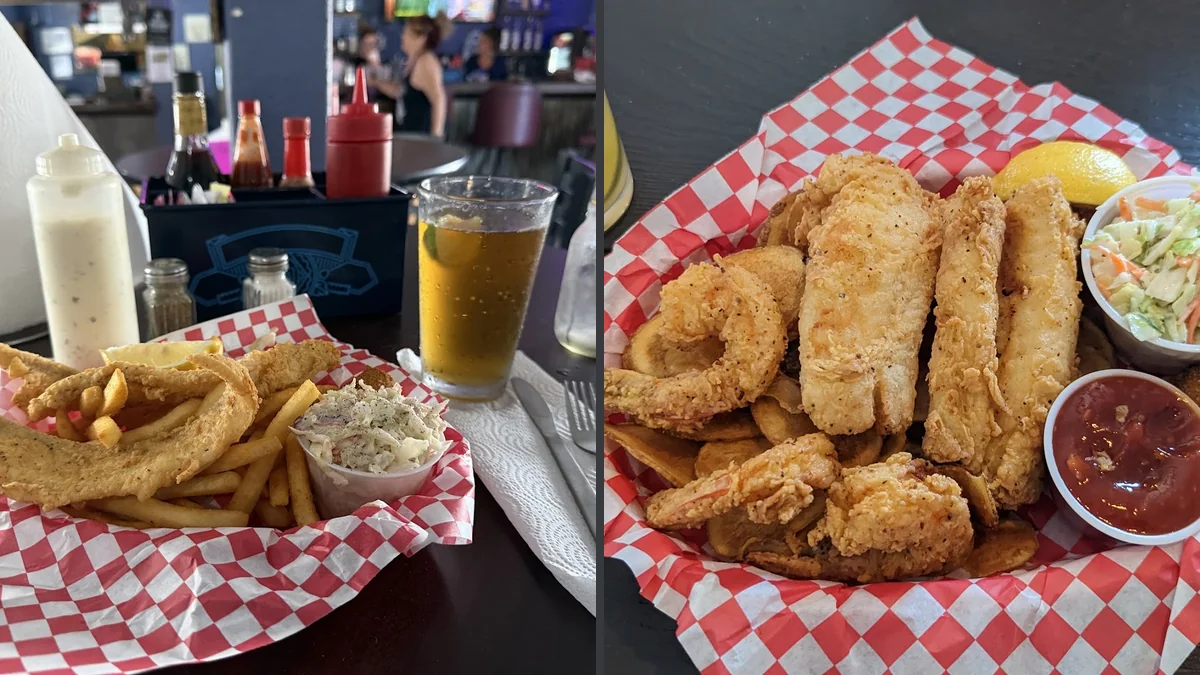 Counter service with fried seafood and sides.